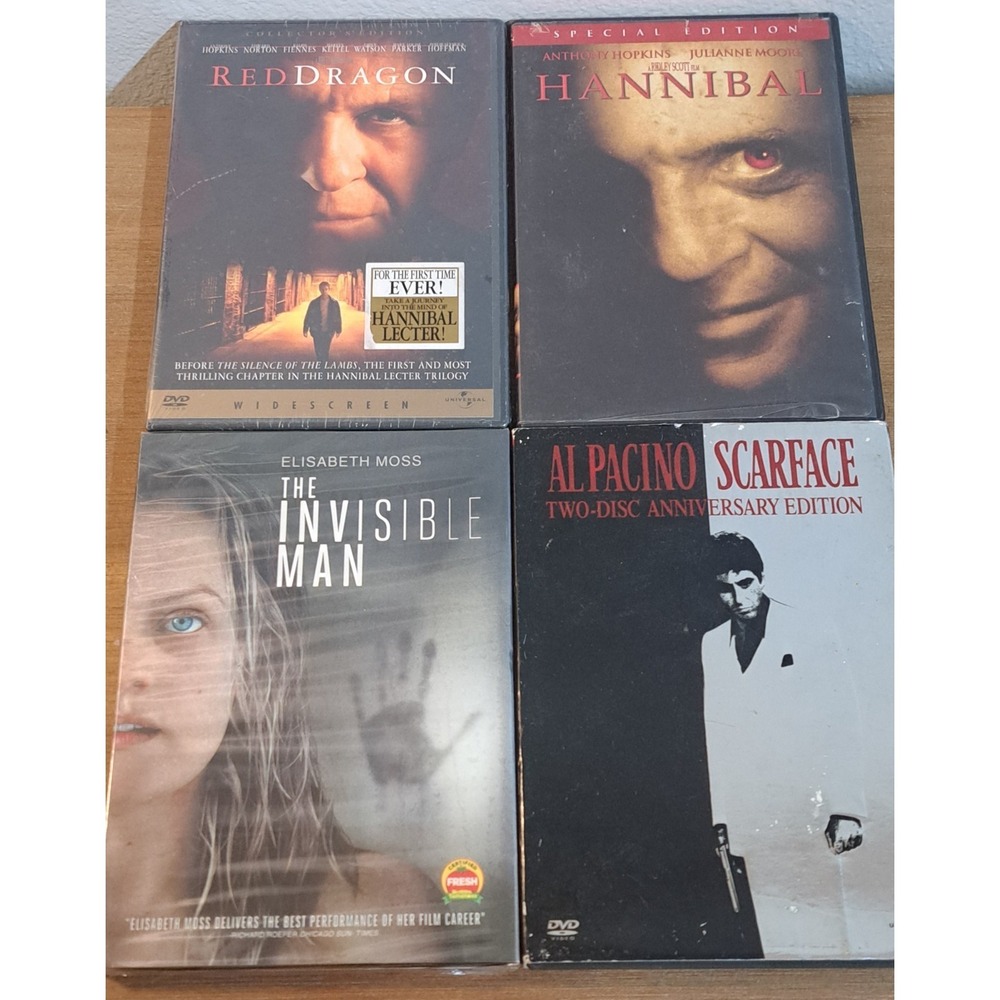 Hannibal & Red Dragon DVD Lot And Scarface 2-Disc Plus Invisible Man - New